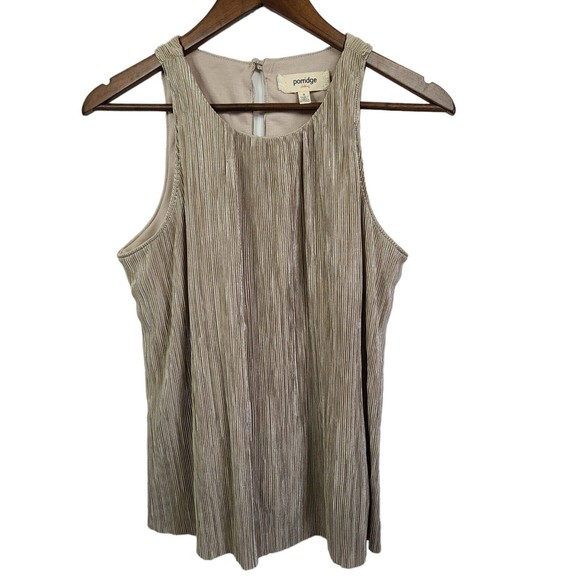 Porridge Gold Metallic Sleeveless Blouse Womens Small - Picture 1 of 7